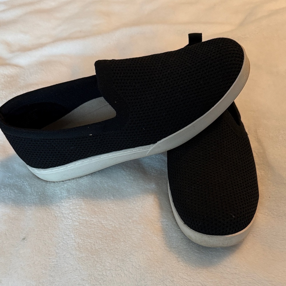 Black knit loafers